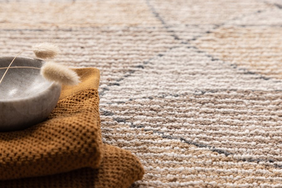 VENTURE DESIGN Loui Teppe Loui Cotton - 60*90- -Rektangulrt-Elfenben/Sand/Gr