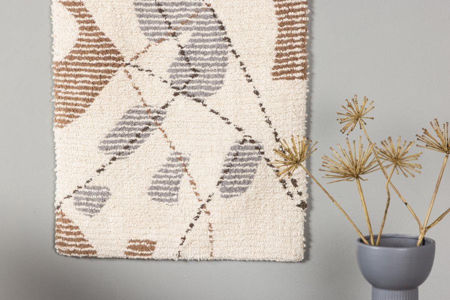 VENTURE DESIGN Liam Textil Liam Veggoppheng i bomull - 50*80- -Rektangulrt-elfenben/brun/gr