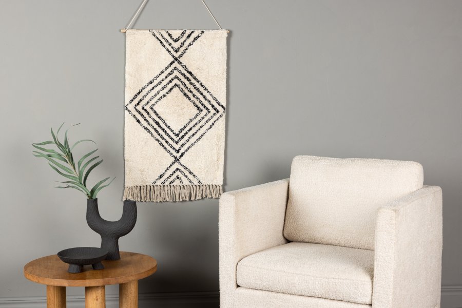 VENTURE DESIGN Love Textil Love Vegghengende bomull - 50*80- -Rektangulr-Hvit/Sort