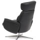Alex Relaxsessel - schwarzes Semianilinleder und gebürstetes Aluminium