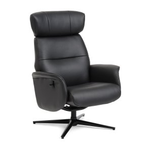 Alex ftölj - svart semianilinläder och svart aluminium