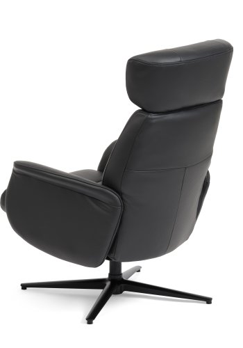 Alex Relaxsessel - schwarzes Semianilinleder und schwarzes Aluminium