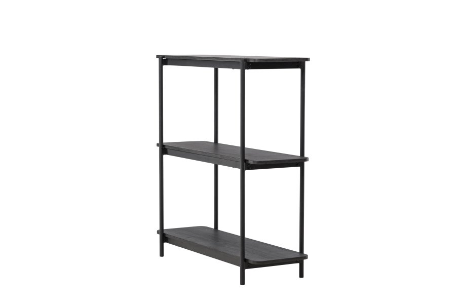 VINNSAMLING Heim konsollbord, m. 2 hyller - svart MDF og stl (120x40)