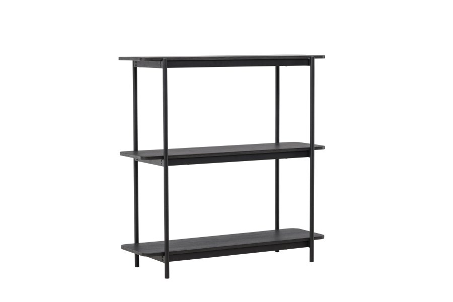 VINNSAMLING Heim konsollbord, m. 2 hyller - svart MDF og stl (120x40)