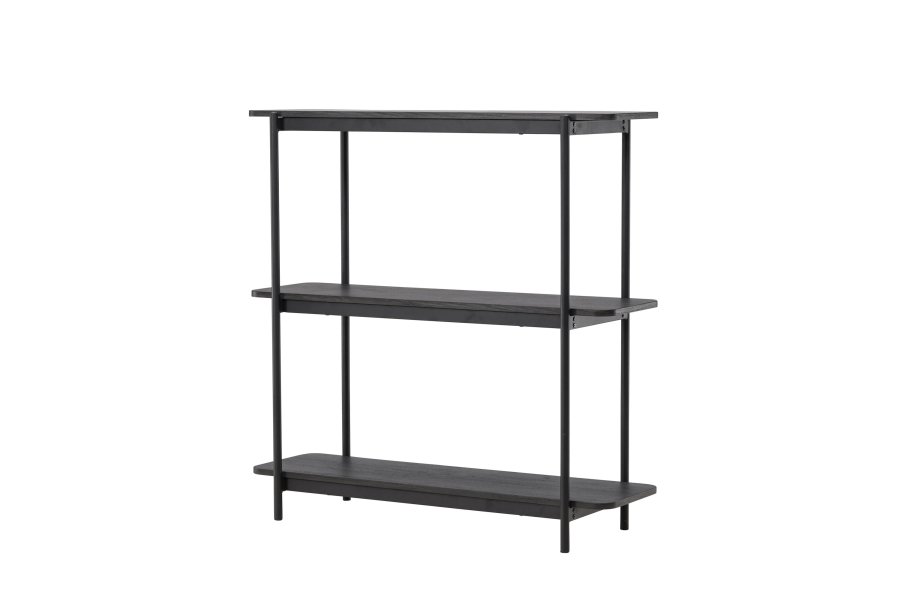 VINNSAMLING Heim konsollbord, m. 2 hyller - svart MDF og stl (120x40)