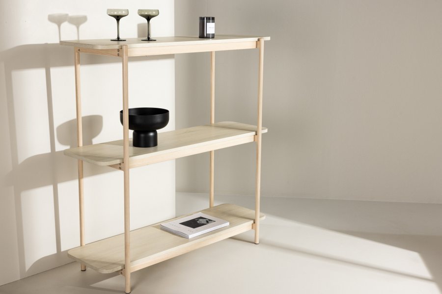 VINNSAMLING Heim konsollbord, m. 2 hyller - hvitkalket MDF og stl (120x40)