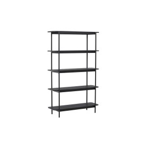 VIND COLLECTION Heim reol 190 cm, m. 5 hylder - sort MDF og stl