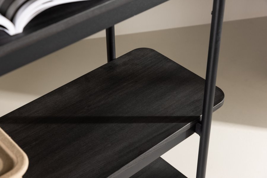 VIND KOLLEKSJON Heim bokhylle 190 cm, m. 5 hyller - svart MDF og stl