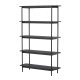 VIND KOLLEKSJON Heim bokhylle 190 cm, m. 5 hyller - svart MDF og stl