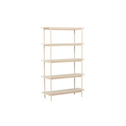 VIND COLLECTION Heim B&uuml;cherregal, 190 cm, mit 5 Regalen &ndash; wei&szlig; get&uuml;nchtes MDF und Stahl