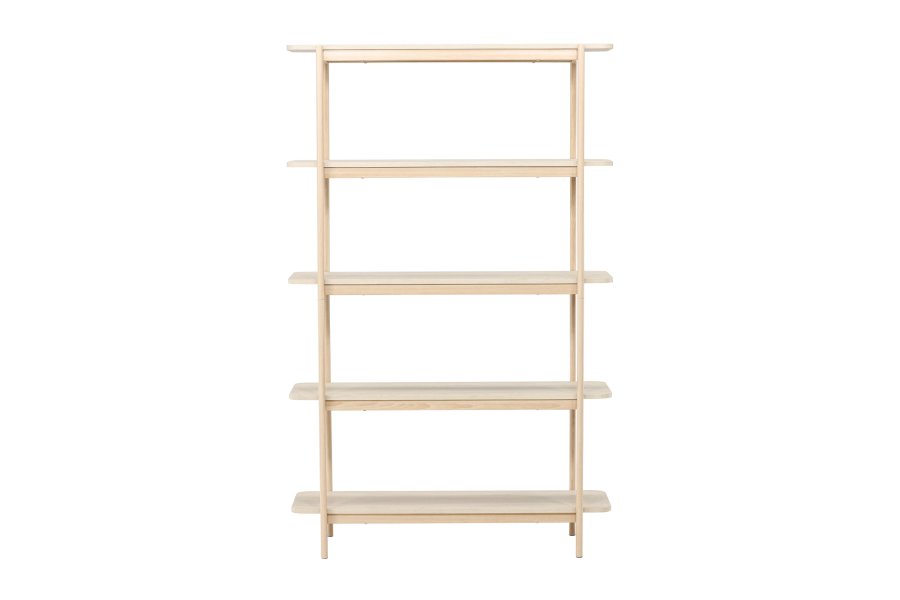 VIND KOLLEKSJON Heim bokhylle, 190 cm, m. 5 hyller - hvitkalket MDF og stl