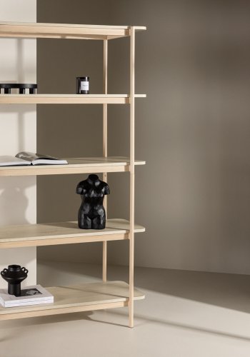 VIND KOLLEKSJON Heim bokhylle, 190 cm, m. 5 hyller - hvitkalket MDF og stl