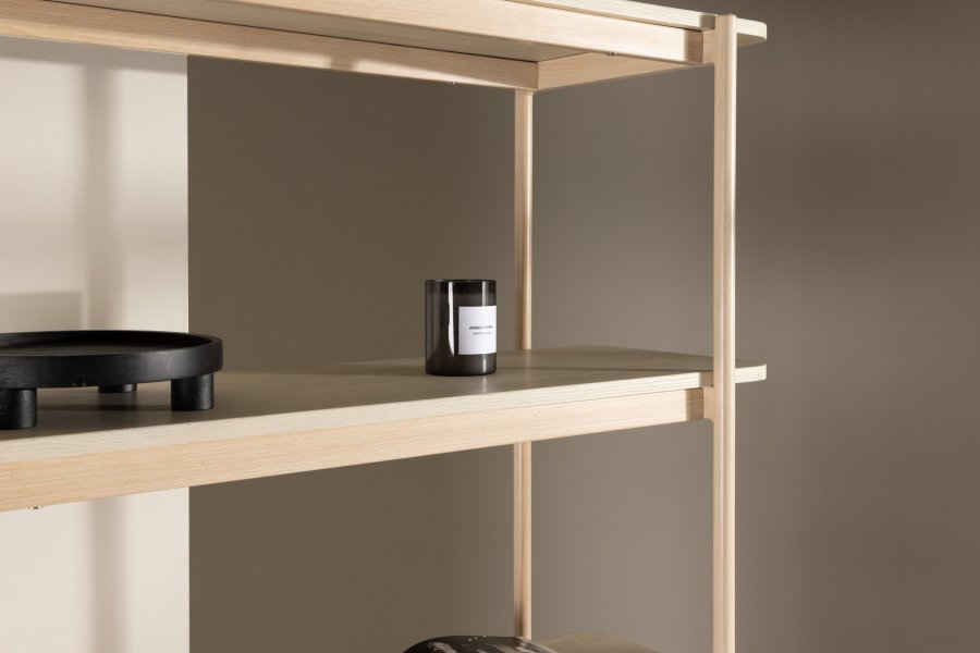 VIND KOLLEKSJON Heim bokhylle, 190 cm, m. 5 hyller - hvitkalket MDF og stl