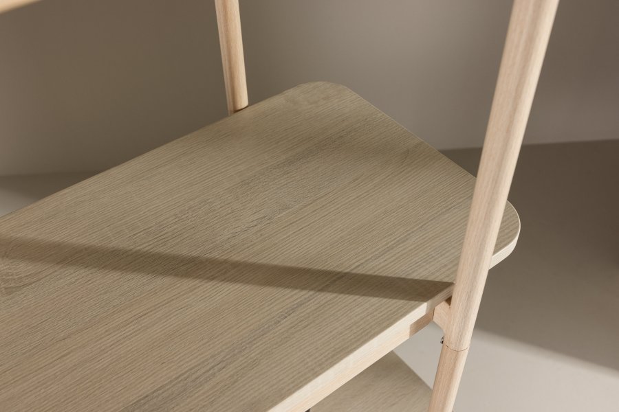 VIND KOLLEKSJON Heim bokhylle, 190 cm, m. 5 hyller - hvitkalket MDF og stl