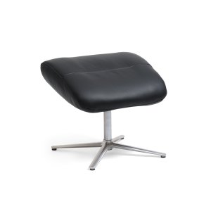 Alex fotpall - svart semianilinläder och borstad aluminium