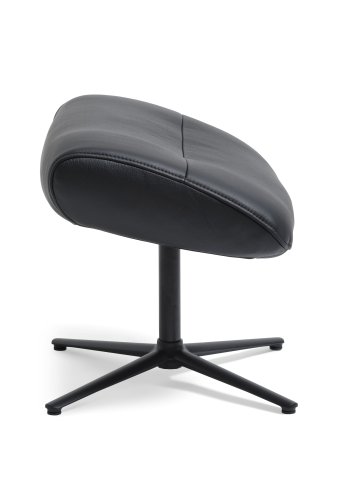 Alex Fußhocker - schwarzes Semianilinleder und schwarzes Aluminium