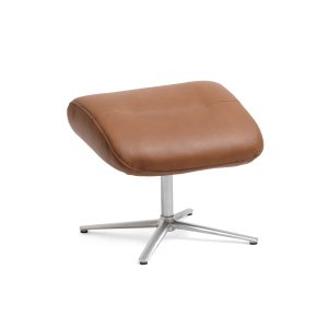 Alex fotpall - konjak semianilinläder och borstad aluminium