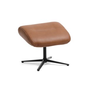 Alex fotpall - konjak semianilinläder och svart aluminium