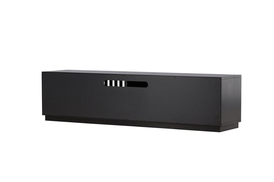 VENTURE DESIGN Lugo TV-benk, m. 2 skyvedrer og hylle - sort melamin (180x40)