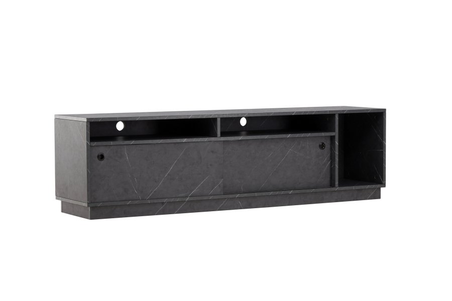 VENTURE DESIGN Girona TV-benk, m. 2 skyvedrer - sort melamin (180x40)