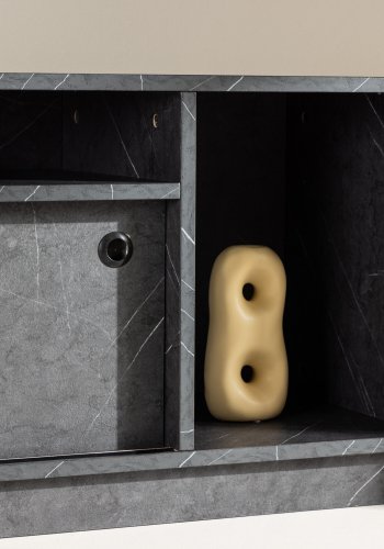 VENTURE DESIGN Girona TV-benk, m. 2 skyvedrer - sort melamin (180x40)