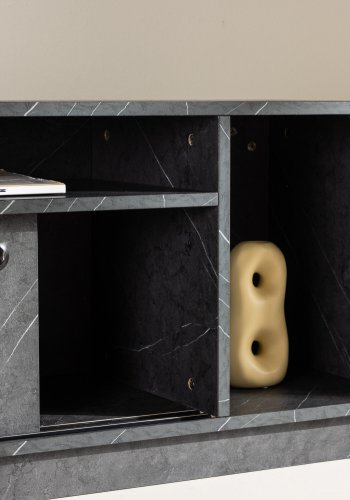 VENTURE DESIGN Girona TV-benk, m. 2 skyvedrer - sort melamin (180x40)