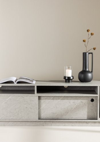 VENTURE DESIGN Girona TV-benk, m 2 skyvedrer - gr betongmelamin (180x40)