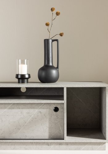 VENTURE DESIGN Girona TV-benk, m 2 skyvedrer - gr betongmelamin (180x40)