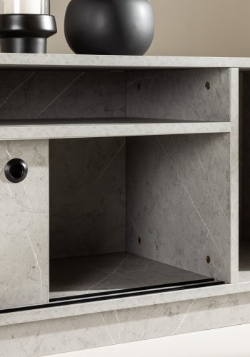 VENTURE DESIGN Girona TV-benk, m 2 skyvedrer - gr betongmelamin (180x40)