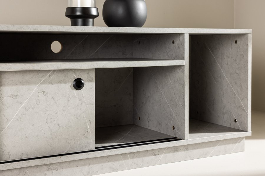 VENTURE DESIGN Girona TV-benk, m 2 skyvedrer - gr betongmelamin (180x40)