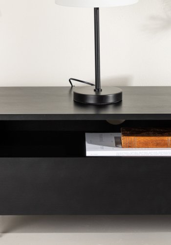 VENTURE DESIGN Navarra TV-benk, rektangulr - matt sort melamin og svart jern (180x40)