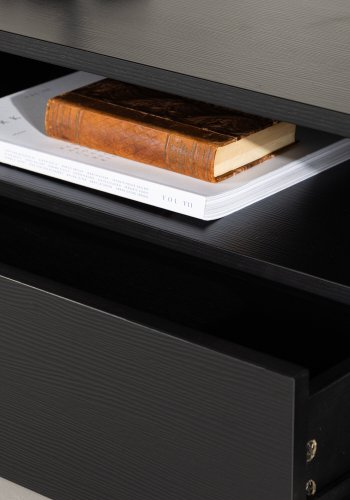 VENTURE DESIGN Navarra TV-benk, rektangulr - matt sort melamin og svart jern (180x40)