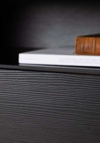 VENTURE DESIGN Navarra TV-benk, rektangulr - matt sort melamin og svart jern (180x40)