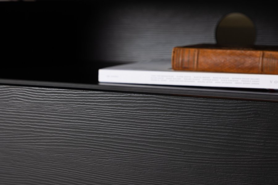 VENTURE DESIGN Navarra TV-benk, rektangulr - matt sort melamin og svart jern (180x40)