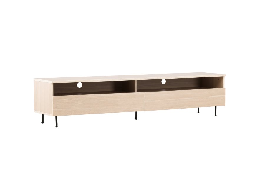 VENTURE DESIGN Navarra TV-bnk, rektangulr - hvidvasket melamin og sort jern (180x40)