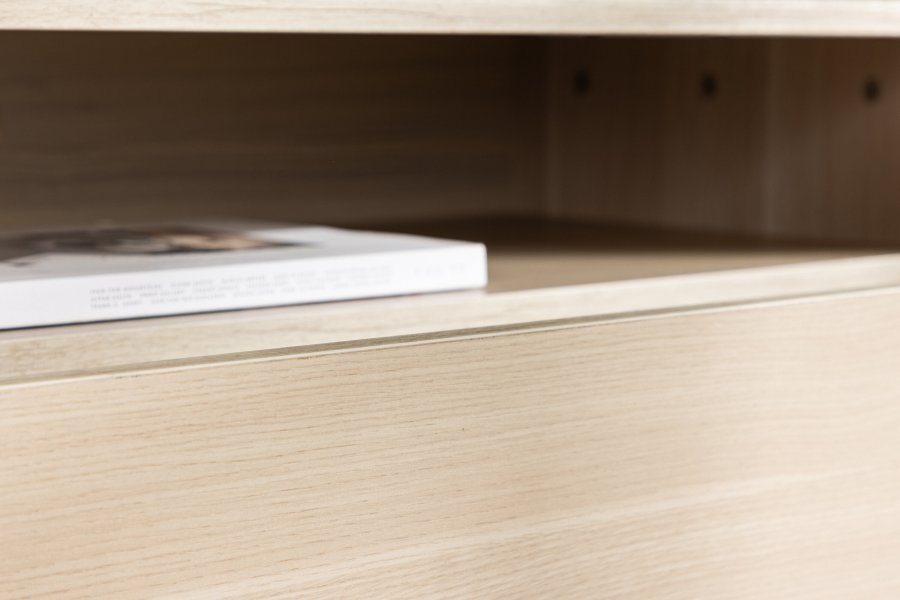 VENTURE DESIGN Navarra TV-bnk, rektangulr - hvidvasket melamin og sort jern (180x40)