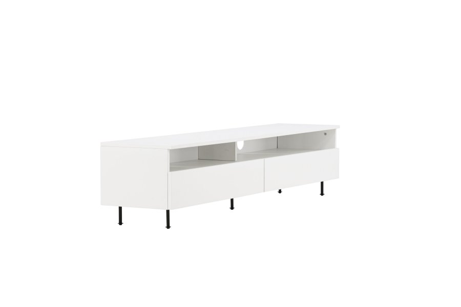 VENTURE DESIGN Navarra TV-benk, rektangulr - hvit melamin og svart jern (180x40)