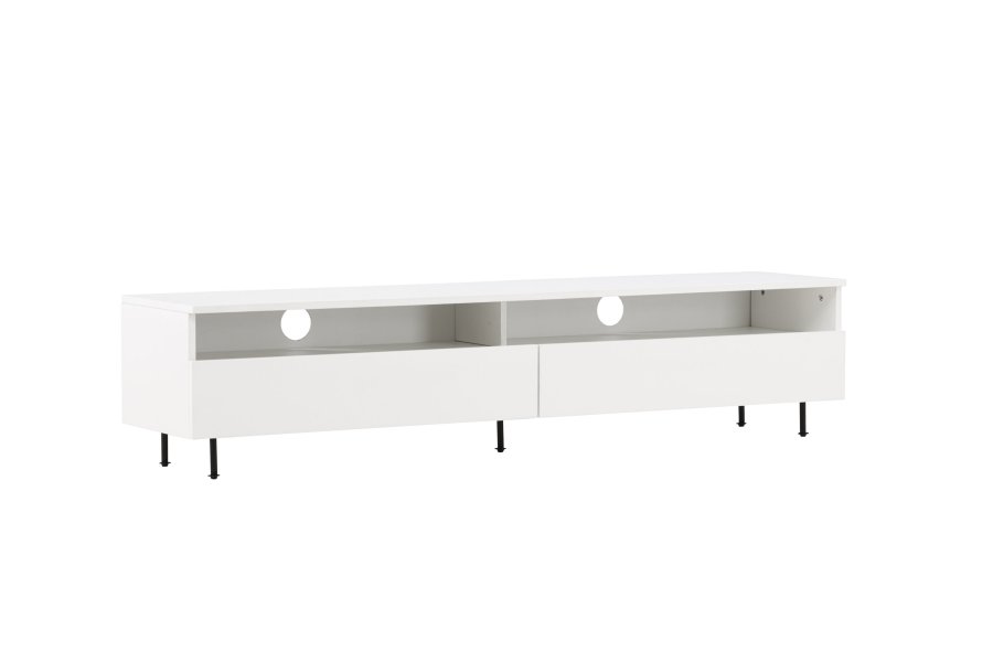 VENTURE DESIGN Navarra TV-benk, rektangulr - hvit melamin og svart jern (180x40)