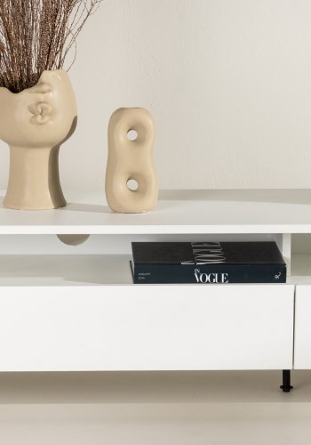 VENTURE DESIGN Navarra TV-benk, rektangulr - hvit melamin og svart jern (180x40)