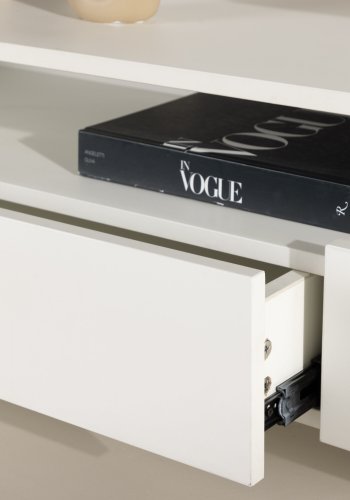 VENTURE DESIGN Navarra TV-benk, rektangulr - hvit melamin og svart jern (180x40)