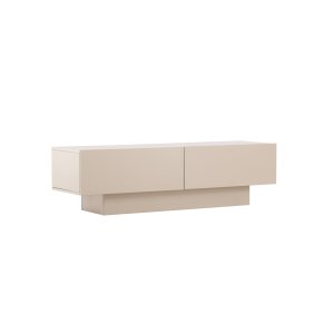 VENTURE DESIGN Cuenca TV-bnk, m. 2 drrar och hylla - svart glas och beige melamin (160x47)