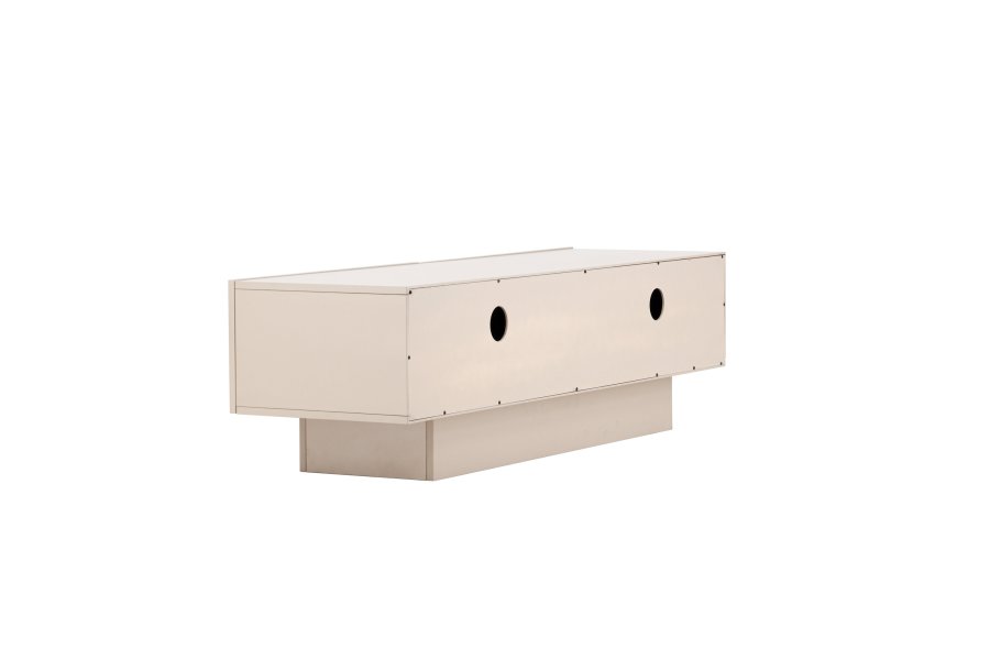 VENTURE DESIGN Cuenca TV-benk, m. 2 drer og hylle - svart glass og beige melamin (160x47)