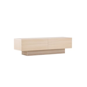 VENTURE DESIGN Cuenca TV-b�nk, m. 2 l�ger og hylde - klar glas og hvidvasket melamin (160x47)