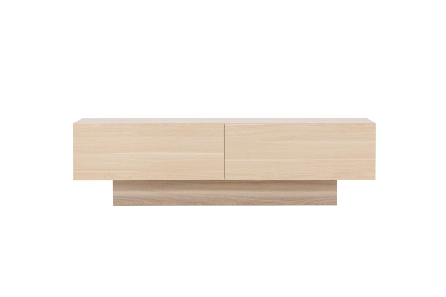 VENTURE DESIGN Cuenca TV-b�nk, m. 2 l�ger og hylde - klar glas og hvidvasket melamin (160x47)