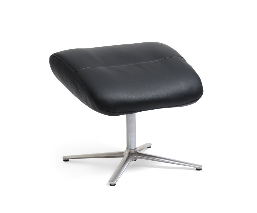 William fotskammel, rektangulr - svart semianilinskinn og slv aluminium (49,5x38,1)