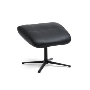 William fotpall, rektangulär - svart semianilinläder och svart metall (49,5x38,1)