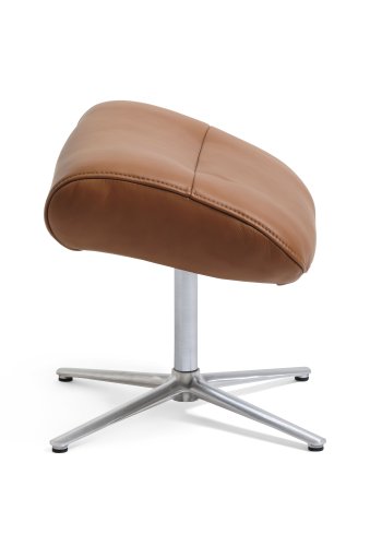 William fotskammel, rektangulr - konjakk semianilinskinn og slvaluminium (49,5x38,1)