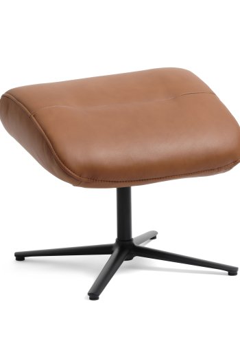 William fotskammel, rektangulr - konjakk semianilinskinn og svart metall (49,5x38,1)