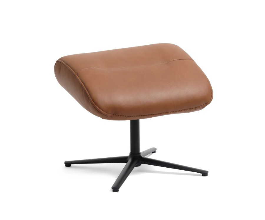 William fotskammel, rektangulr - konjakk semianilinskinn og svart metall (49,5x38,1)