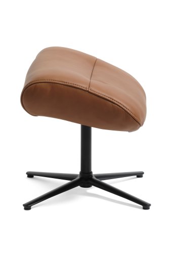 William fotskammel, rektangulr - konjakk semianilinskinn og svart metall (49,5x38,1)